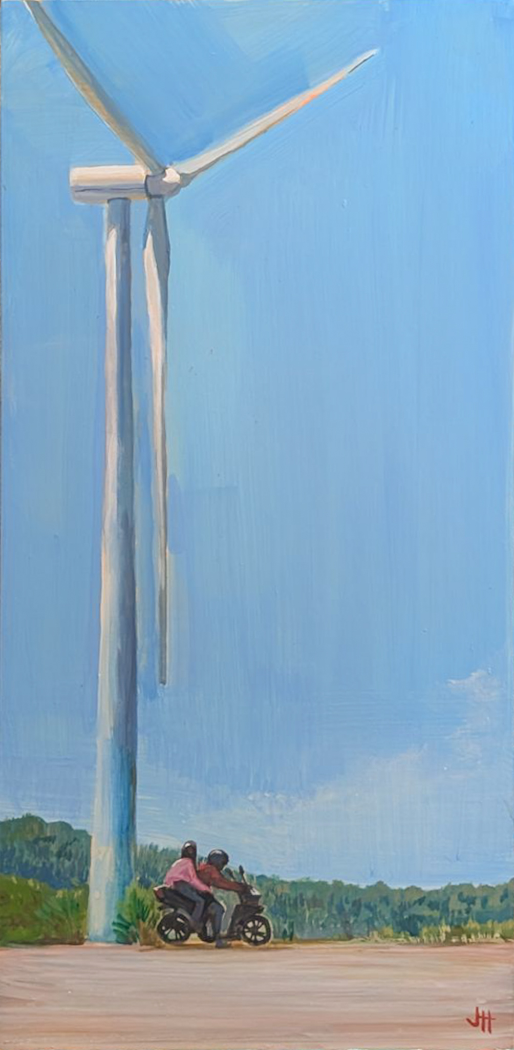 SAN LORENZO, GUIMARAS - a painting of a wind turbine
